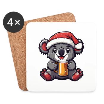 Koala Christmas Beer - Coasters (set of 4) - white - Front