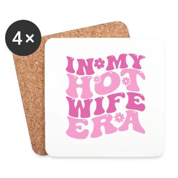 In My Hot Wife Era Funny married Groovy Wife Era - Dessous de verre (lot de 4) - blanc - Devant