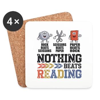 Nothing Beats Reading Book Librarian | Funny kids - Dessous de verre (lot de 4) - blanc - Devant