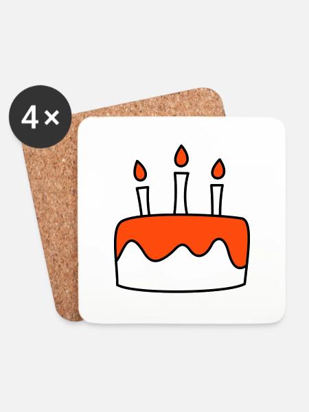 Birthday cake tricolor - Coasters (set of 4) - white