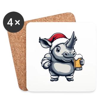 Rhino Beer Xmas Christmas - Coasters (set of 4) - white - Front