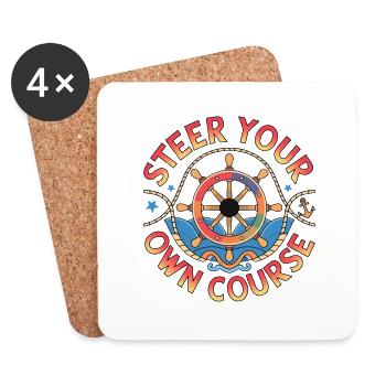Boat Captian Shirt Steer Your Own Course - Untersetzer (4er-Set) - Weiß - Vorne