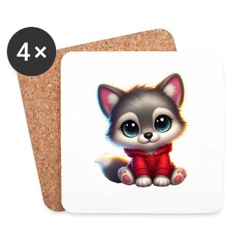 wolf 8 - Dessous de verre (lot de 4) - blanc - Devant