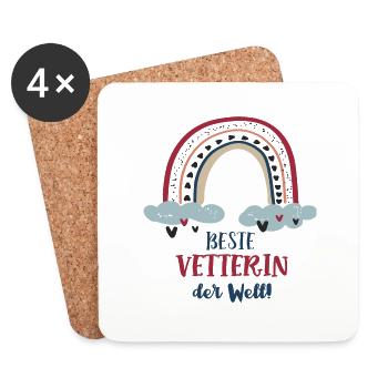 Beste Vetterin Outfit Regenbogen Vetterinnen Paten - Untersetzer (4er-Set) - Weiß - Vorne