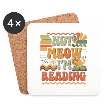 Not Meow I'm Reading 13 - Untersetzer (4er-Set) - Weiß - Vorne