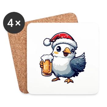 Dove Bird Beer Xmas Christmas - Coasters (set of 4) - white - Front