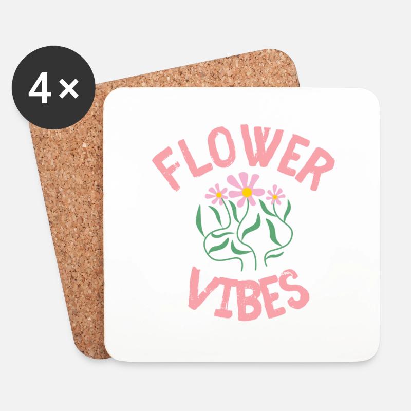 Flower Vibes - Untersetzer (4er-Set) - Weiß