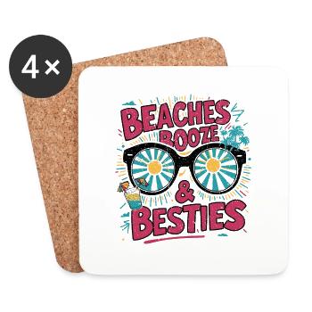 Vacances entre filles – plages, boissons, copines - Dessous de verre (lot de 4) - blanc - Devant