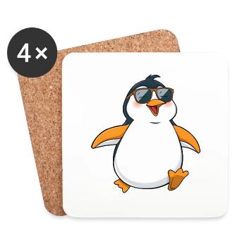 Stylischer Pinguin mit gelben Füßen und Sonnenbrille - Untersetzer (4er-Set) - Weiß - Vorne