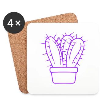 3 Plantes de cactus Épineux Cactus épineux Désert - Dessous de verre (lot de 4) - blanc - Devant
