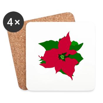 Poinsettia - Dessous de verre (lot de 4) - blanc - Devant