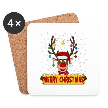 Joyeux Noël Renne - Dessous de verre (lot de 4) - blanc - Devant
