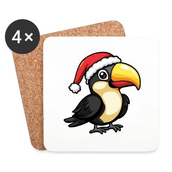 Toucan oiseau Noël mignon - Dessous de verre (lot de 4) - blanc - Devant