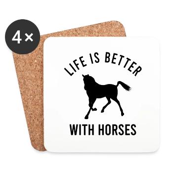 Sport équestre Dressage Saut d’obstacles - Dessous de verre (lot de 4) - blanc - Devant