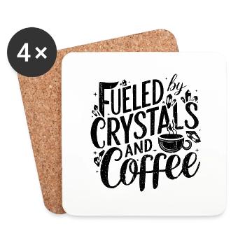 Energie durch Kristalle und Kaffee - Untersetzer (4er-Set) - Weiß - Vorne