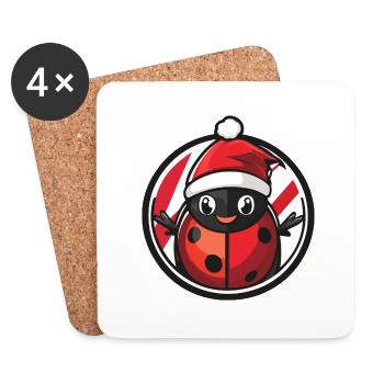 Coccinelle animal de Noël - Dessous de verre (lot de 4) - blanc - Devant