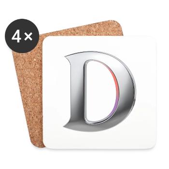 Chrome ,, D " Metallic - Untersetzer (4er-Set) - Weiß - Vorne