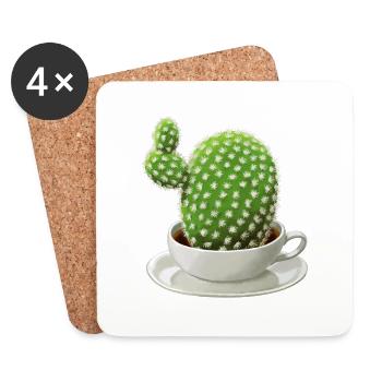 Cactus café - Dessous de verre (lot de 4) - blanc - Devant