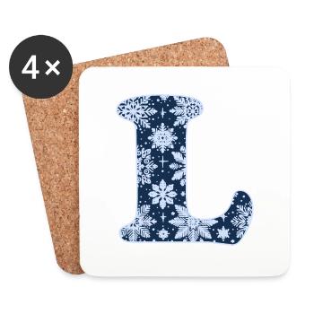 Letter L Snowflakes - Coasters (set of 4) - white - Front