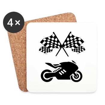 Motocyclette - Dessous de verre (lot de 4) - blanc - Devant