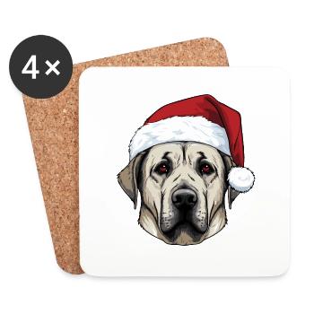 Kangal Dog Head Christmas Portrait - Coasters (set of 4) - white - Front