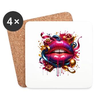bouche cadeaux - Dessous de verre (lot de 4) - blanc - Devant