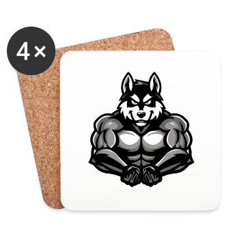 Chien Husky Bande dessinée - Dessous de verre (lot de 4) - blanc - Devant