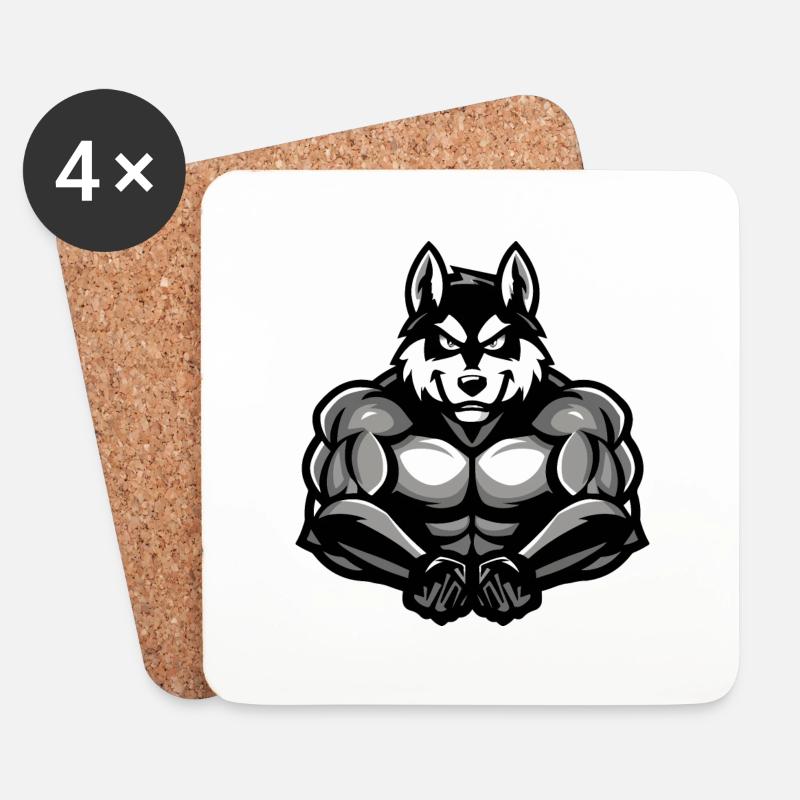 Dog Husky Comic - Untersetzer (4er-Set) - Weiß