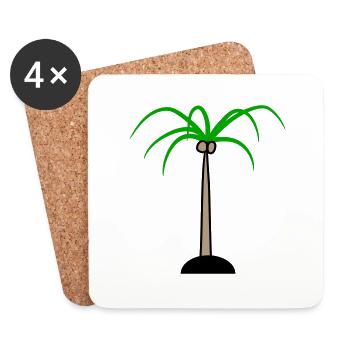 Palm Tree Island Tree Beach Holiday Coconut Sea Cool - Coasters (set of 4) - white - Front