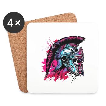 Casque Spartan Skull - Dessous de verre (lot de 4) - blanc - Devant