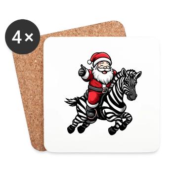 Zebra Weihnachtsmann - Untersetzer (4er-Set) - Weiß - Vorne