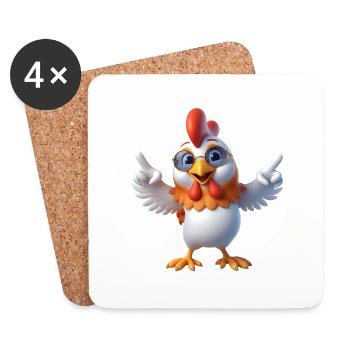 Chicken 1 - Coasters (set of 4) - white - Front
