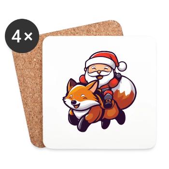 Fuchs Weihnachtsmann - Untersetzer (4er-Set) - Weiß - Vorne