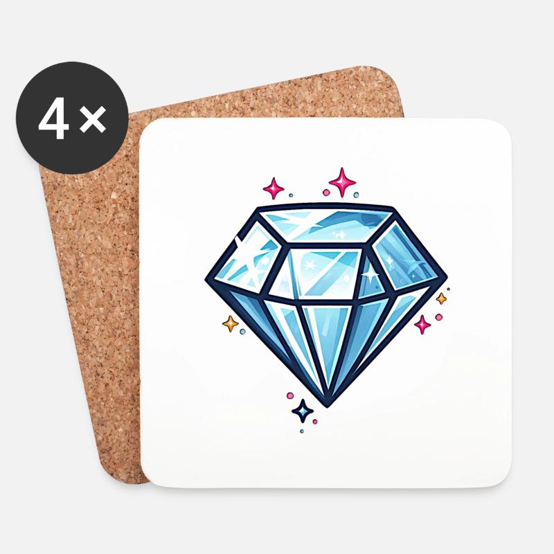 Glitzer Diamant - Untersetzer (4er-Set) - Weiß
