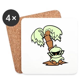 Duck Small Cute Bird Sunglasses Funny Palm Tree - Coasters (set of 4) - white - Front