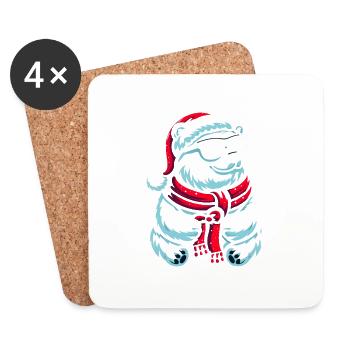 Weihnachten Cooler Eisbär - Untersetzer (4er-Set) - Weiß - Vorne
