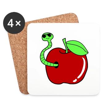 Worm Apple Sunglasses - Coasters (set of 4) - white - Front