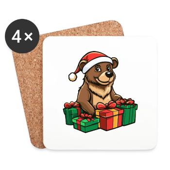 Bear Christmas Gifts - Coasters (set of 4) - white - Front