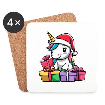 Cadeaux de Noël Licorne - Dessous de verre (lot de 4) - blanc - Devant