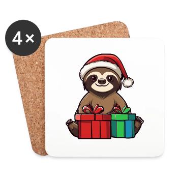 Sloth Christmas Gifts - Coasters (set of 4) - white - Front
