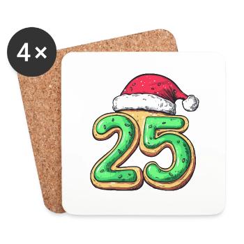 25 Number Christmas Cookie - Coasters (set of 4) - white - Front
