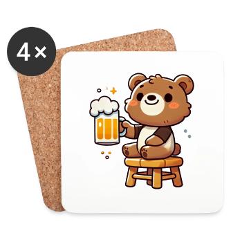 Cute Bear Drinking Beer 3 - Untersetzer (4er-Set) - Weiß - Vorne