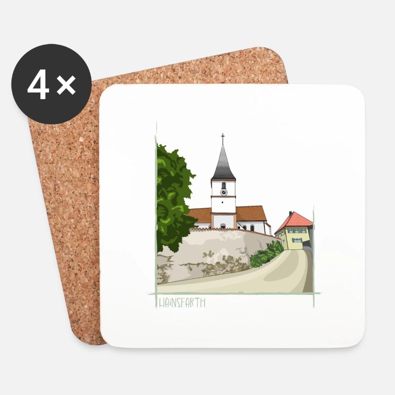 Hainsfarth // Illustration - Untersetzer (4er-Set) - Weiß