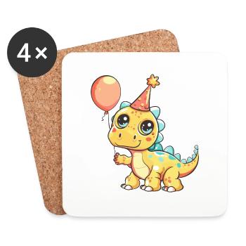 Dinosaurier stegosaurus Geburtstag Comic - Untersetzer (4er-Set) - Weiß - Vorne