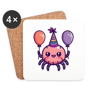 Tarantula Geburtstag Comic - Untersetzer (4er-Set) - Weiß - Vorne