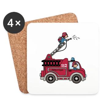 Tatütata Feuerwehr - Untersetzer (4er-Set) - Weiß - Vorne