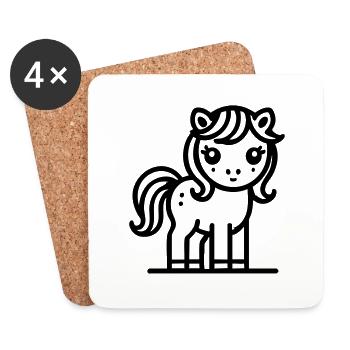 Cute Pony Horse Horse - Coasters (set of 4) - white - Front