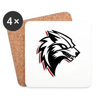 Logo du loup - Dessous de verre (lot de 4) - blanc - Devant