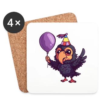 Harpy Bird Birthday Comic Cute - Coasters (set of 4) - white - Front