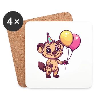 Hyène Anniversaire Bande Dessinée Mignon - Dessous de verre (lot de 4) - blanc - Devant